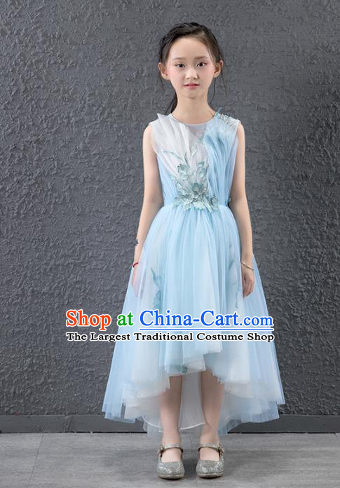 Children Stage Performance Catwalks Costume Ballroom Dance Compere Princess Full Dress for Girls Kids