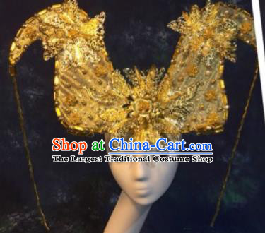 Halloween Cosplay Deluxe Golden Hair Accessories Chinese Traditional Catwalks Hat Headwear for Women