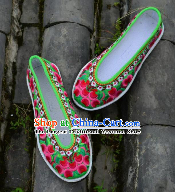 Chinese Traditional Hanfu Green Shoes Ancient Princess Shoes Embroidered Shoes for Women