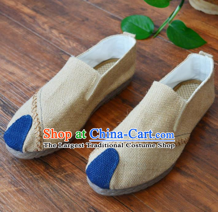 Chinese Traditional Martial Arts Shoes Ancient Shoes White Linen Shoes for Men