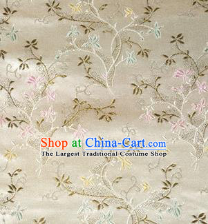 Asian Chinese Tang Suit Brocade Beige Silk Fabric Traditional Royal Pattern Design Satin Material