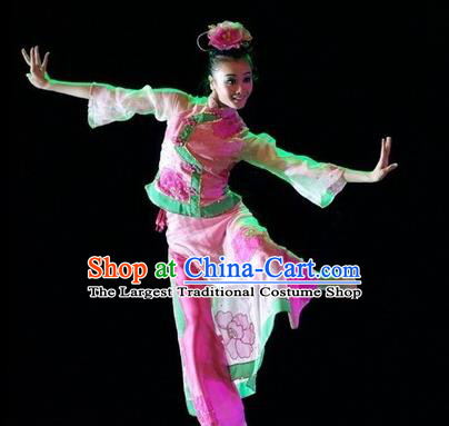 Chinese Traditional Group Dance Costumes Classical Dance Stage Performance Pink Dress for Women