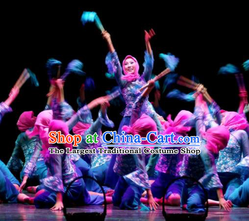 Chinese Traditional Folk Dance Group Dance Costumes Yangko Dance Stage Performance Dress for Women
