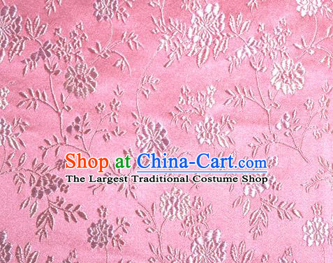 Asian Traditional Royal Flowers Pattern Design Pink Satin Material Chinese Tang Suit Brocade Silk Fabric