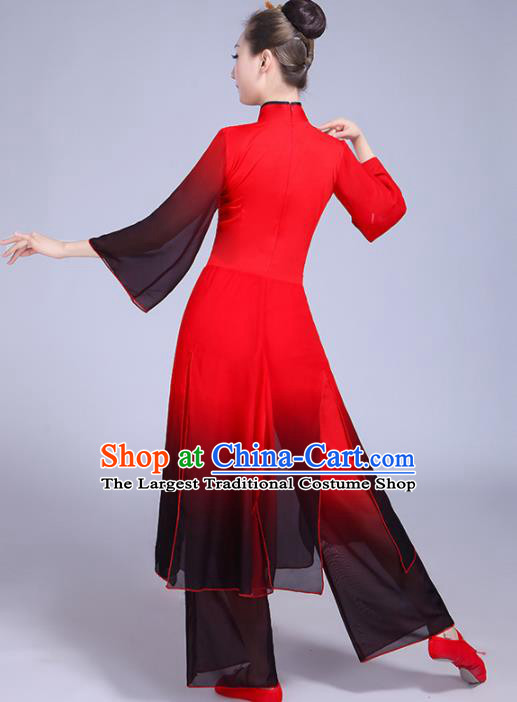 Chinese Traditional Group Dance Yangko Costumes Stage Performance Folk Dance Red Clothing for Women