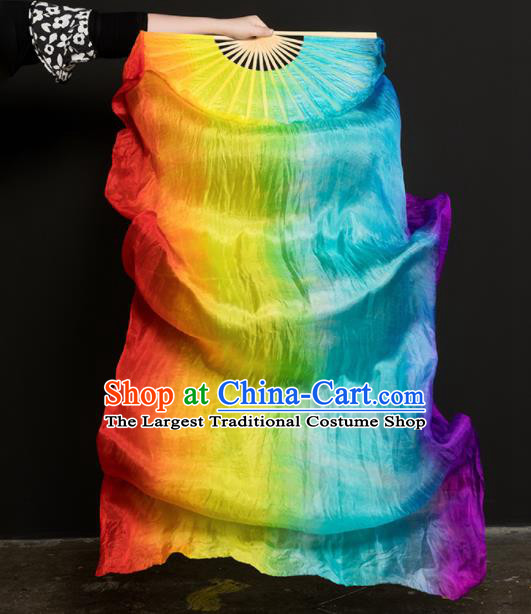 Chinese Traditional Folk Dance Props Colorful Ribbon Silk Fans Folding Fans Yangko Fan