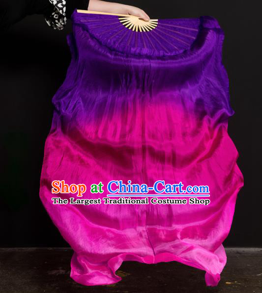 Chinese Traditional Folk Dance Props Purple and Rosy Ribbon Silk Fans Folding Fans Yangko Fan