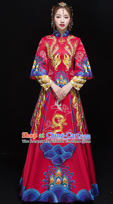 Chinese Traditional Wedding Dress Ancient Bride Xiuhe Suits Handmade Embroidered Costumes for Women