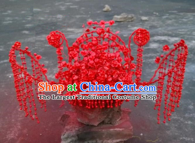 Chinese Ancient Bride Red Phoenix Coronet Wedding Hair Accessories Hairpins Headwear for Women