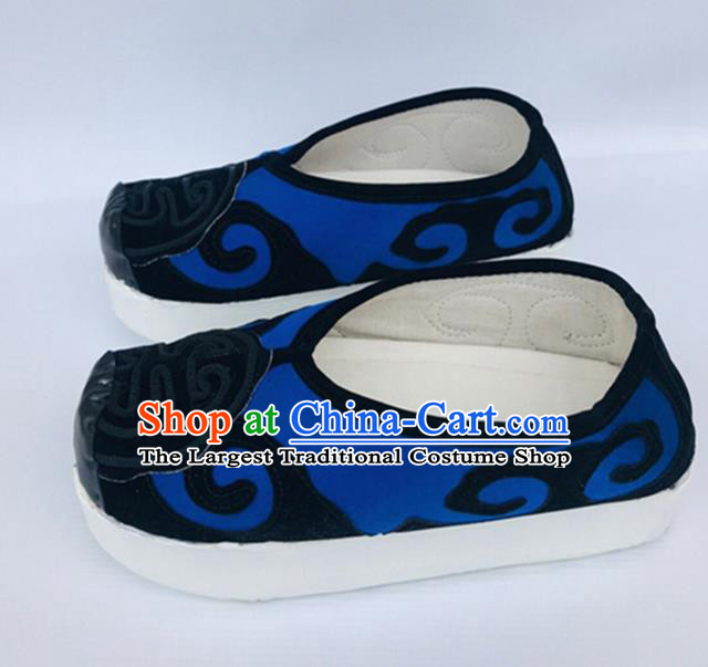 Chinese Traditional Shoes Ancient Beijing Opera Shoes Hanfu Royalblue Shoes for Men