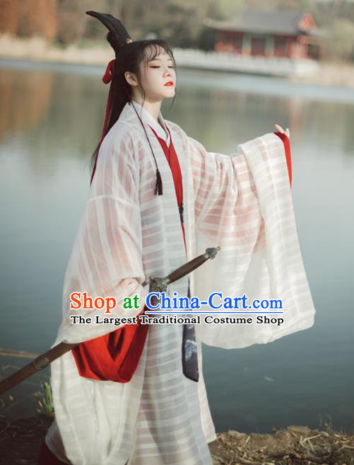 Chinese Ancient Swordswoman Hanfu Dress Traditional Jin Dynasty Historical Costumes Complete Set for Women