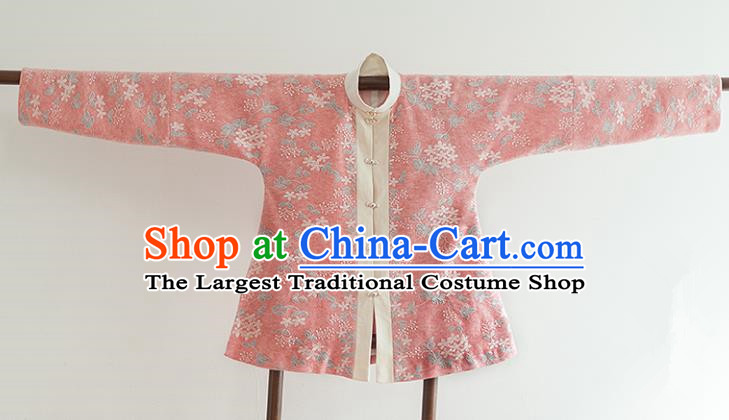 Chinese Ancient Ming Dynasty Historical Costumes Traditional Watermelon Red Blouse for Women