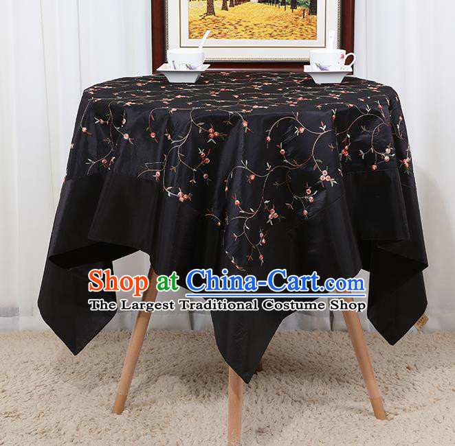 Chinese Classical Household Black Brocade Table Cover Traditional Handmade Table Cloth Antependium