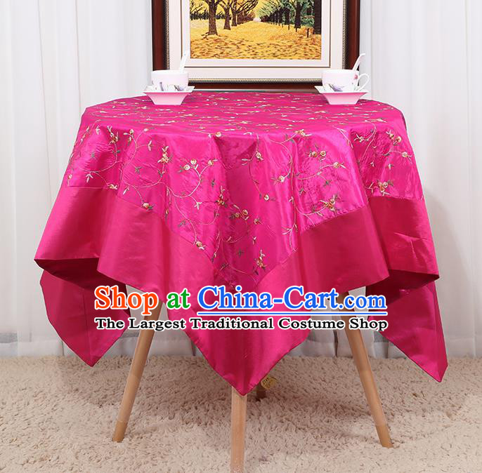 Chinese Classical Household Rosy Brocade Table Cover Traditional Handmade Table Cloth Antependium