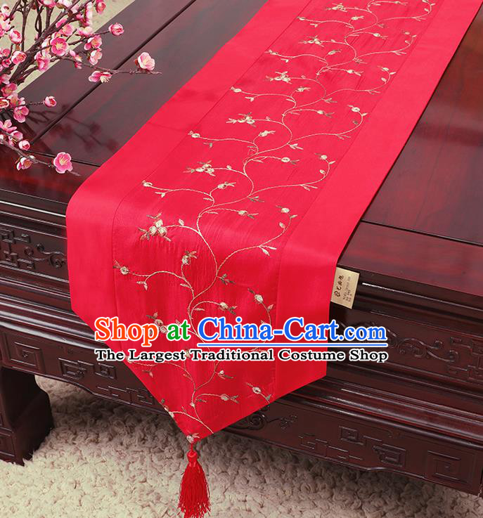 Chinese Traditional Handmade Table Cover Cloth Classical Household Ornament Red Brocade Table Flag