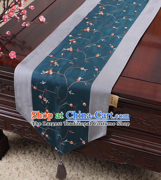 Chinese Traditional Handmade Table Cover Cloth Classical Household Ornament Navy Brocade Table Flag