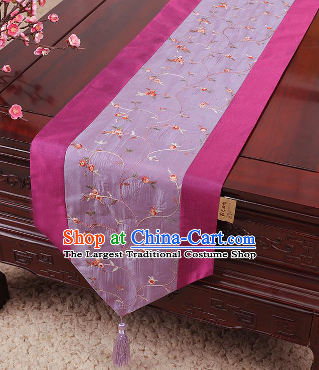Chinese Traditional Handmade Table Cover Cloth Classical Household Ornament Purple Brocade Table Flag