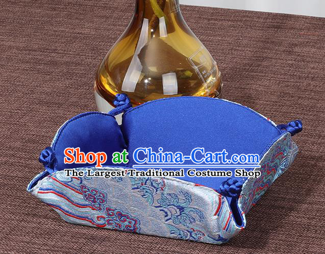 Chinese Traditional Household Accessories Classical Blue Brocade Storage Box Candy Tray