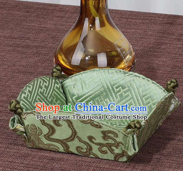 Chinese Traditional Household Accessories Classical Peony Pattern Green Brocade Storage Box Candy Tray