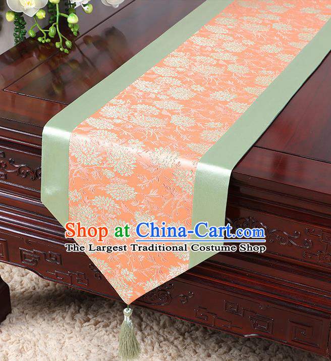 Chinese Traditional Table Cloth Classical Handmade Household Ornament Chrysanthemum Pattern Brocade Table Flag