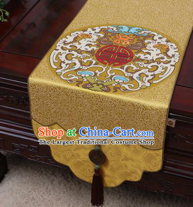 Chinese Traditional Pattern Golden Brocade Table Cloth Classical Household Ornament Table Flag