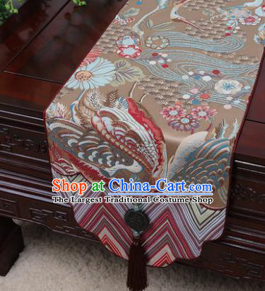 Chinese Traditional Pattern Bronze Brocade Table Cloth Classical Household Ornament Table Flag