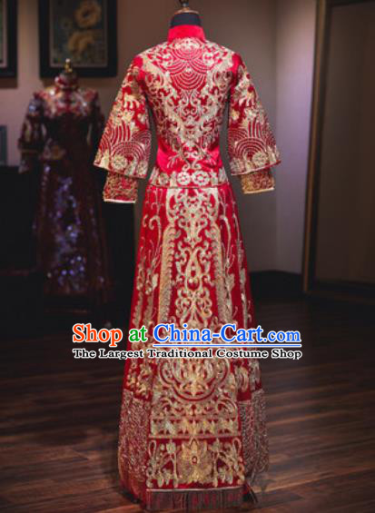 Chinese Traditional Wedding Dress Ancient Bride Embroidered Xiuhe Suits Costumes for Women