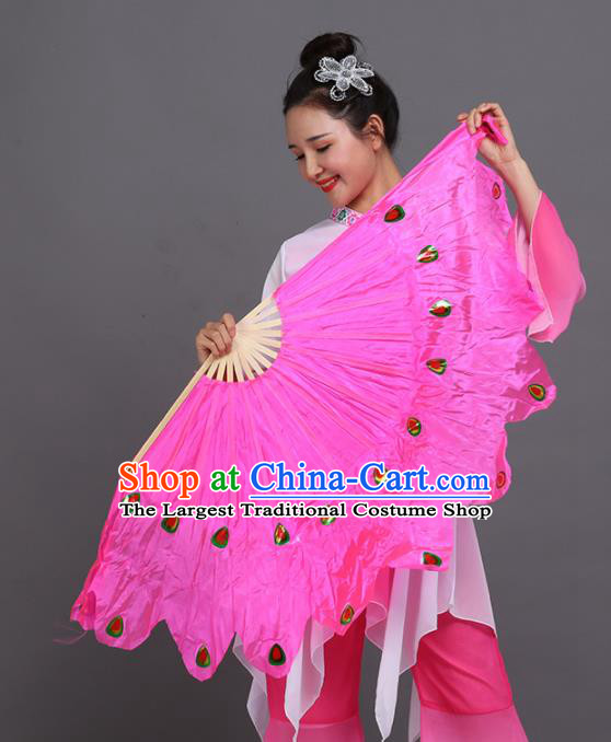Chinese Traditional Folk Dance Props Classical Dance Fans Rosy Silk Fans