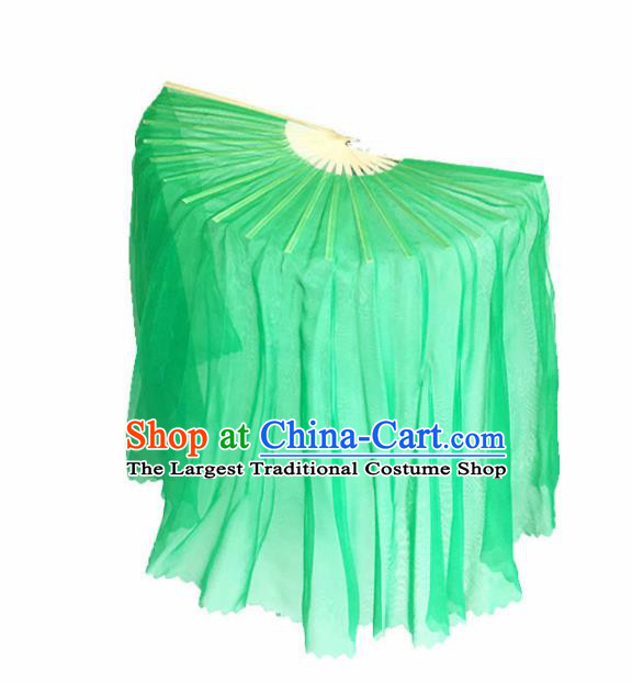 Chinese Traditional Folk Dance Props Classical Dance Fans Green Silk Fans
