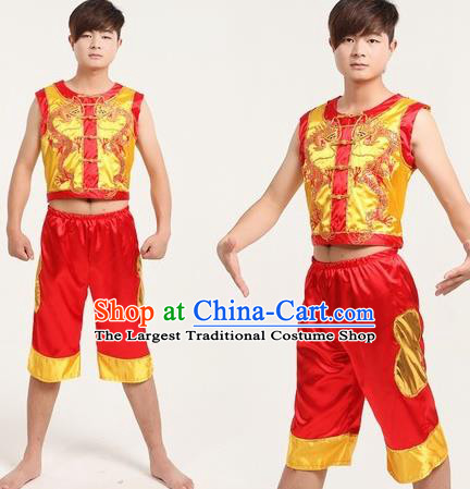 Chinese Traditional Folk Dance Costumes Drum Dance Clothing for Men