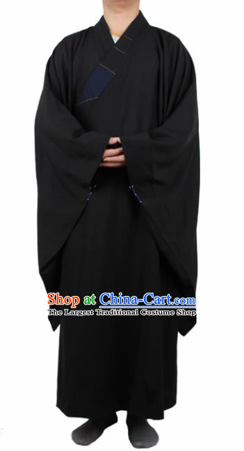 Chinese Traditional Buddhist Monk Black Robe Buddhism Dharma Assembly Monks Costumes for Men