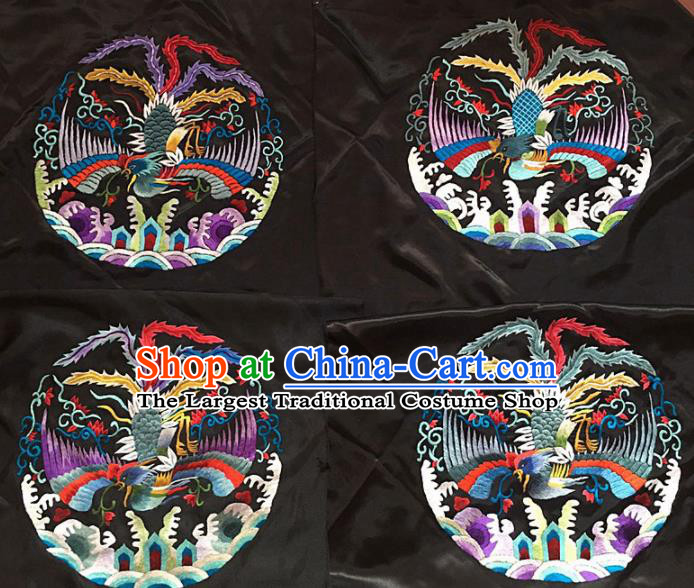 Chinese Traditional Embroidery Craft Embroidered Phoenix Patches Handmade Embroidering Accessories