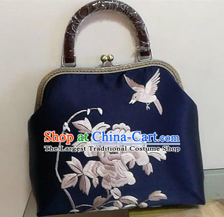 Chinese Traditional Handmade Embroidery Craft Embroidered Peony Bags Embroidering Handbag