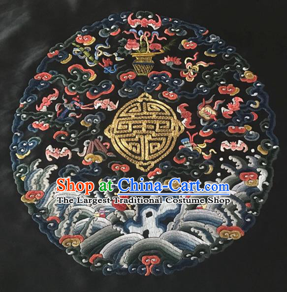 Asian Chinese Traditional Embroidered Bats Silk Patches Handmade Embroidery Craft