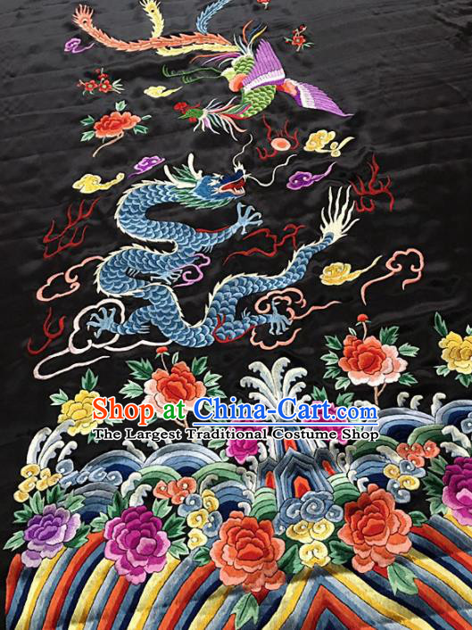 Chinese Traditional Embroidered Dragon Phoenix Silk Patches Cloth Fabric Handmade Embroidery Craft