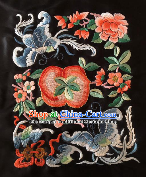 Chinese Traditional Embroidered Butterfly Peony Silk Patches Handmade Embroidery Craft