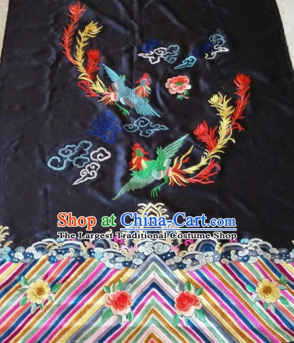 Chinese Traditional Embroidered Phoenix Peony Cloth Patches Handmade Embroidery Craft Silk Fabric