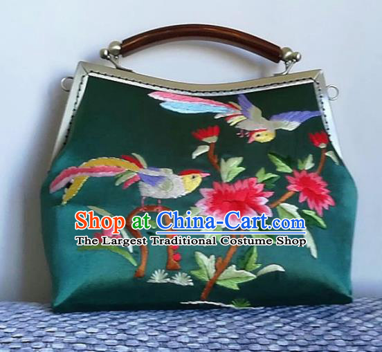Chinese Traditional Embroidered Peony Handbag Handmade Embroidery Craft