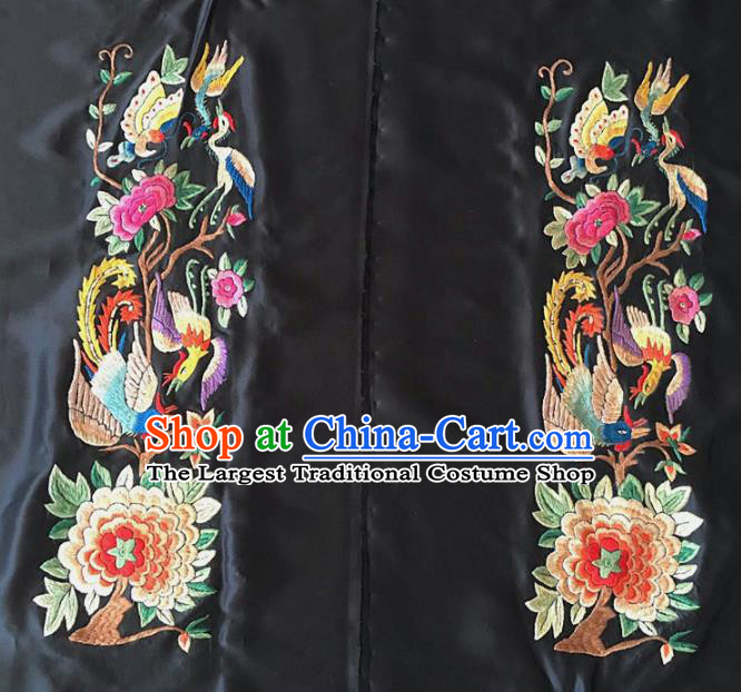 Chinese Traditional Embroidered Phoenix Cloth Patches Handmade Embroidery Craft Silk Fabric