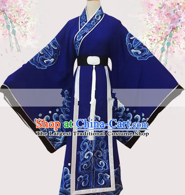 Professional Chinese Traditional Beijing Opera Officer Royalblue Ceremonial Robe Ancient Nobility Childe Costume for Men