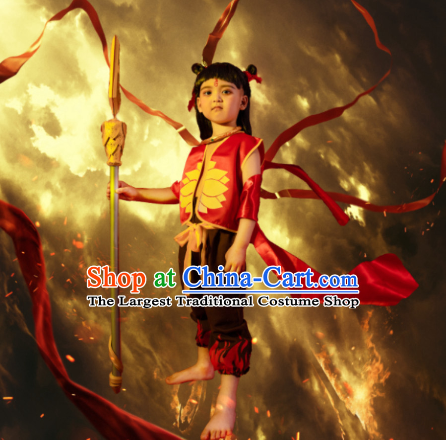 Ancient Chinese Ne Zha Costumes Complete Set for Kids or Adults
