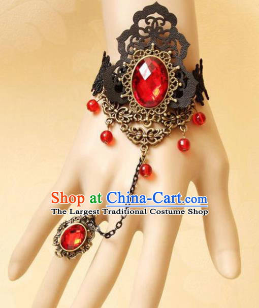Top Grade Handmade Halloween Cosplay Gothic Red Crystal Bracelet Fancy Ball Bangle Accessories for Women