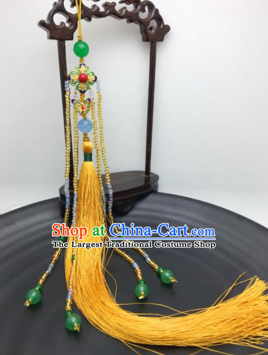 Chinese Traditional Hanfu Butterfly Tassel Breastpin Court Accessories Ancient Qing Dynasty Imperial Consort Brooch Pendant for Women