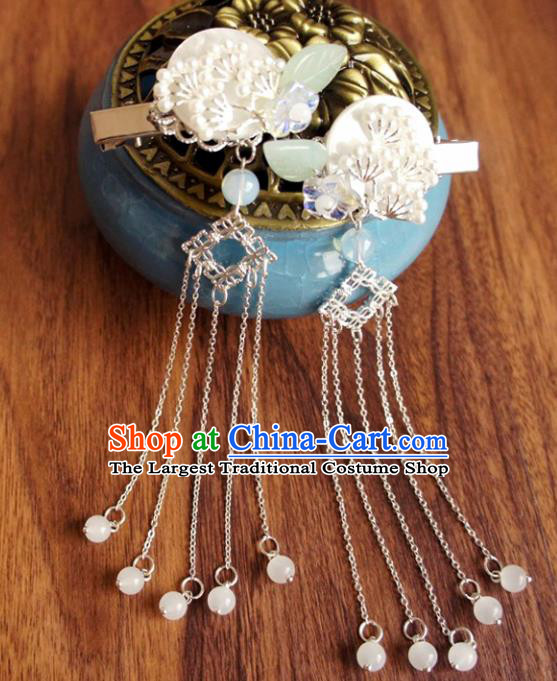 Chinese Ancient Song Dynasty Princess Pine Shell Tassel Hair Claws Hairpins Traditional Hanfu Court Hair Accessories for Women