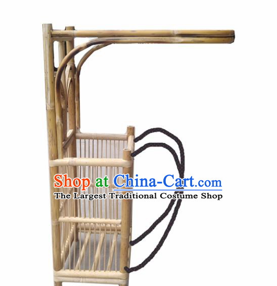 Chinese Traditional Handmade Bamboo Ware Ancient Drama Scholar Bamboo Weaving Pack Basket