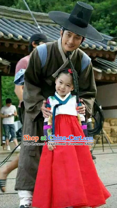 Traditional Korean Civilian Hanbok Clothing Asian Korea Ancient Apparel Costume and Hat for Men