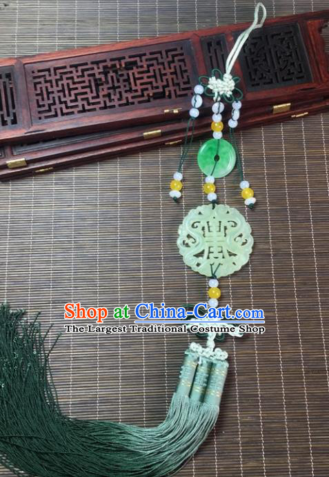 Traditional Chinese Hanfu Jade Carving Dragons Waist Accessories Palace Tassel Pendant Ancient Swordsman Brooch