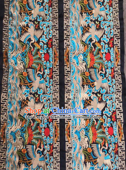 Chinese Traditional National Embroidered Cranes Black Applique Dress Patch Embroidery Cloth Accessories