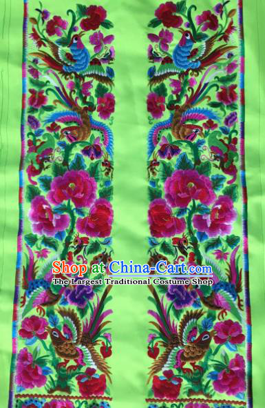 Chinese Traditional National Embroidered Phoenix Peony Green Applique Dress Patch Embroidery Cloth Accessories