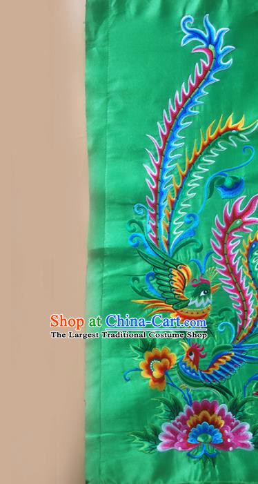 Chinese Traditional Embroidered Phoenix Peony Green Applique National Dress Patch Embroidery Cloth Accessories
